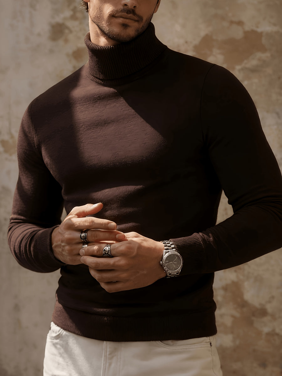 Four Seasons Luxury High-Neck Knit 4pcs Set. Crafted from Skin-friendly Knitted Fabric with a Delicate Texture That Emits a Soft, High-end Glow. The Soft, Smooth Feel Offers Unrestricted Comfort Against the Skin. The Classic High-neck Design Provides - Coffee + Light Gray + Green + Navy Blue