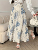 Women's A-Line Skirt with Fashionable Print LL256 - Apricot