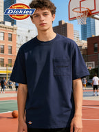 Lisheng Yue Selection DICKIES International Brand Men's Short-Sleeve T-Shirt, Summer 2026 New Style, Cooling Lenzing Bamboo Rayon, Premium Feel, Pocket, Regular Shoulder, Half-Sleeve, Men's Lenzing Bamboo Rayon Pocket Short T-Shirt - Navy Color
