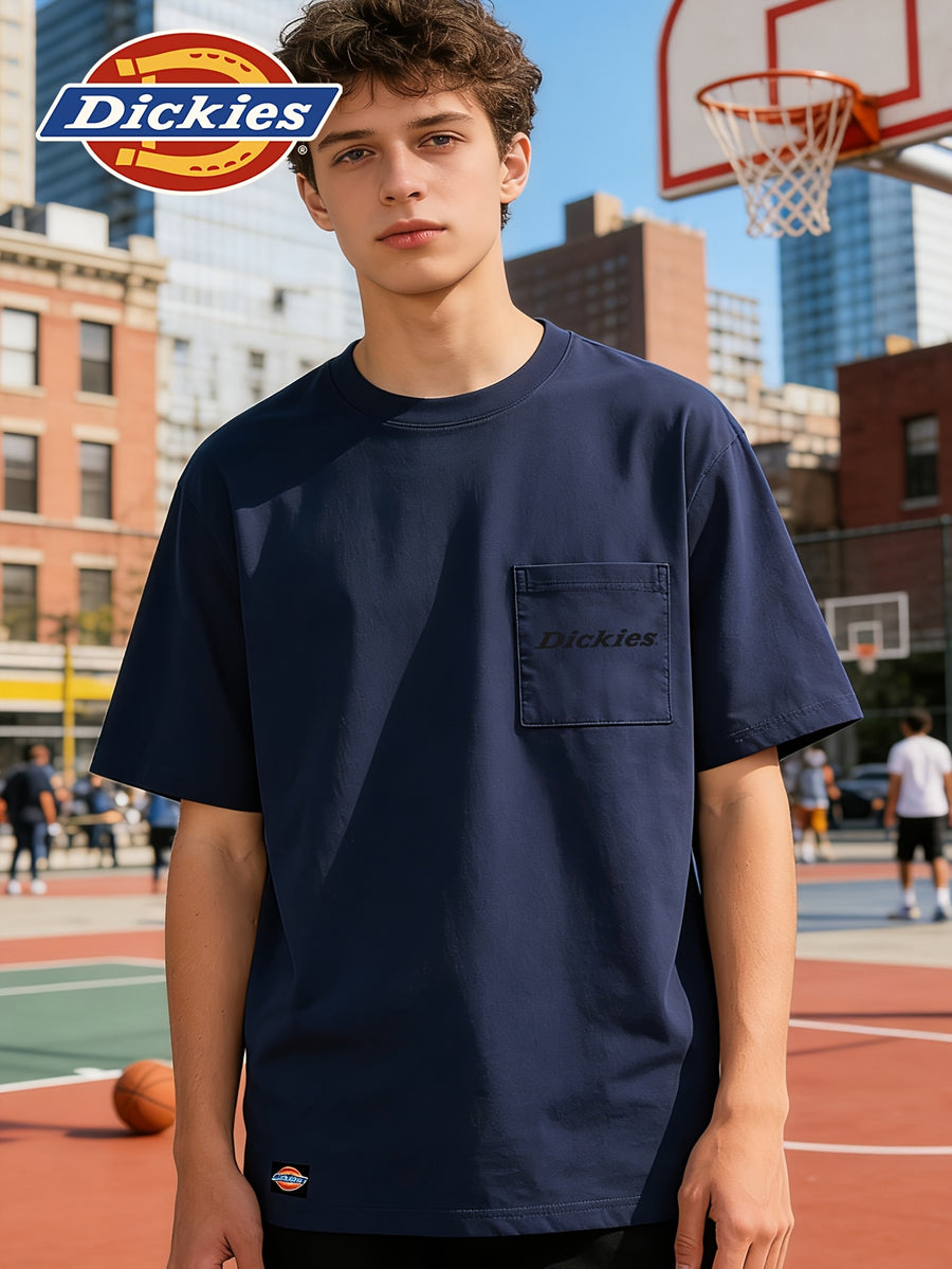 Lisheng Yue Selection DICKIES International Brand Men's Short-Sleeve T-Shirt, Summer 2026 New Style, Cooling Lenzing Bamboo Rayon, Premium Feel, Pocket, Regular Shoulder, Half-Sleeve, Men's Lenzing Bamboo Rayon Pocket Short T-Shirt - Navy Color