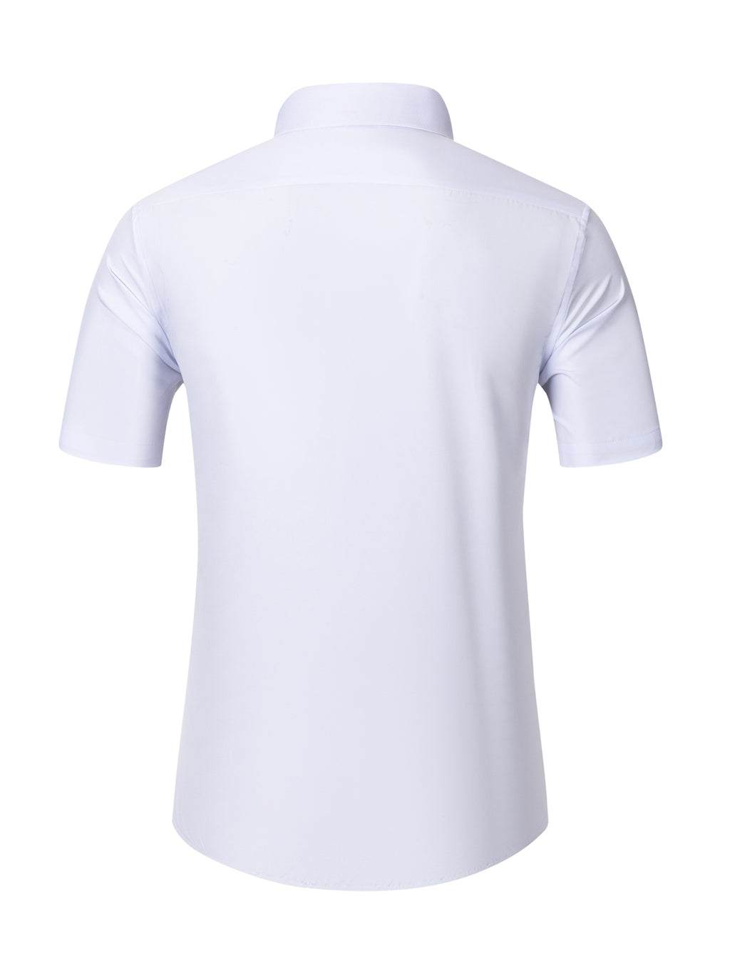 Men's Short-sleeve Shirt with Stand-up Collar/Henley Collar Design, Featuring Exquisite Peak-shaped Embroidery on the Chest - White