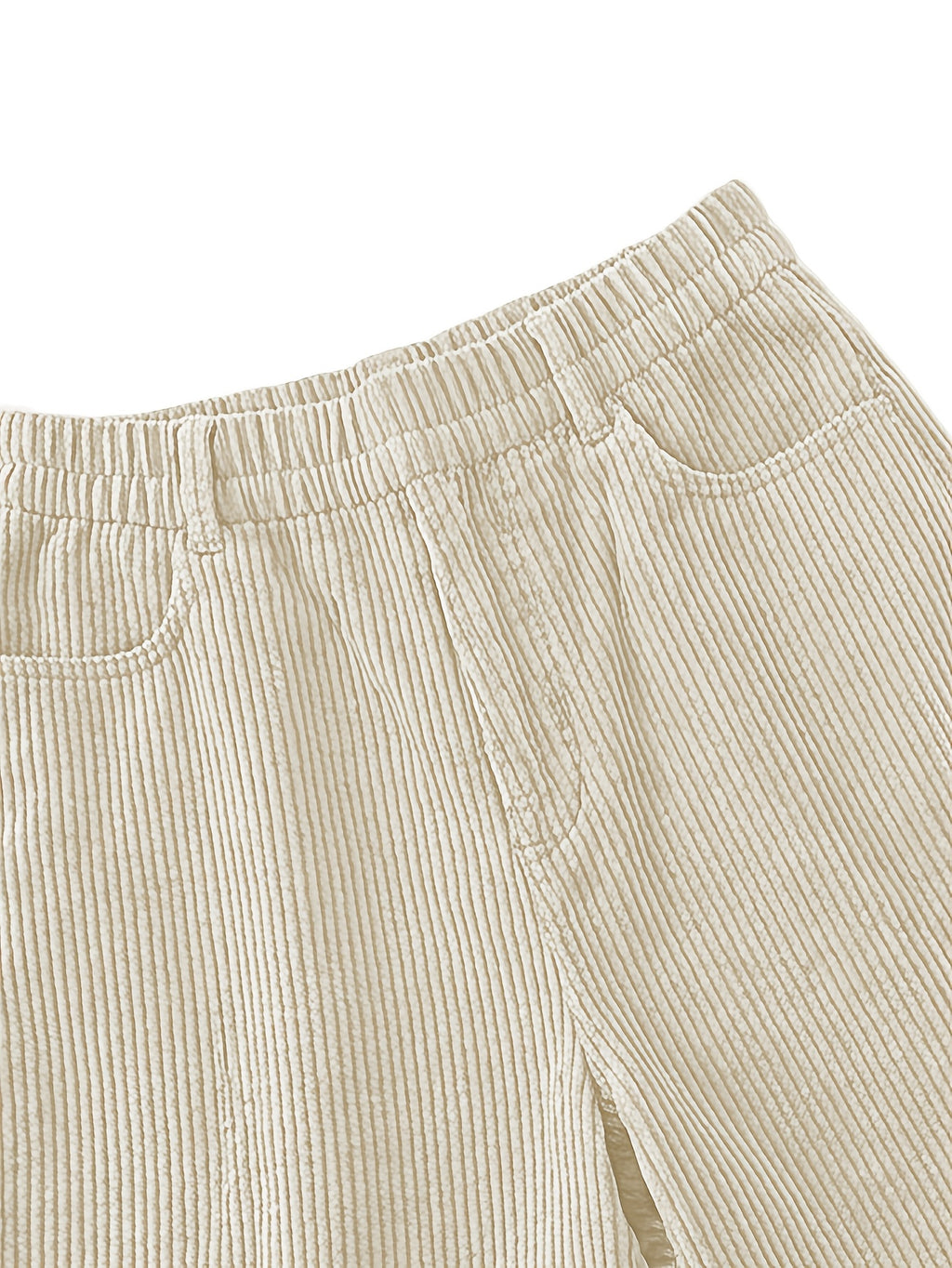 Women's 8-Wale Corduroy Wide Leg Bermuda Shorts, High Waisted Versatile Casual Shorts, Multi-Color Vintage Style, Soft & Stretchy, Suitable for Spring, Summer and Autumn - Milky