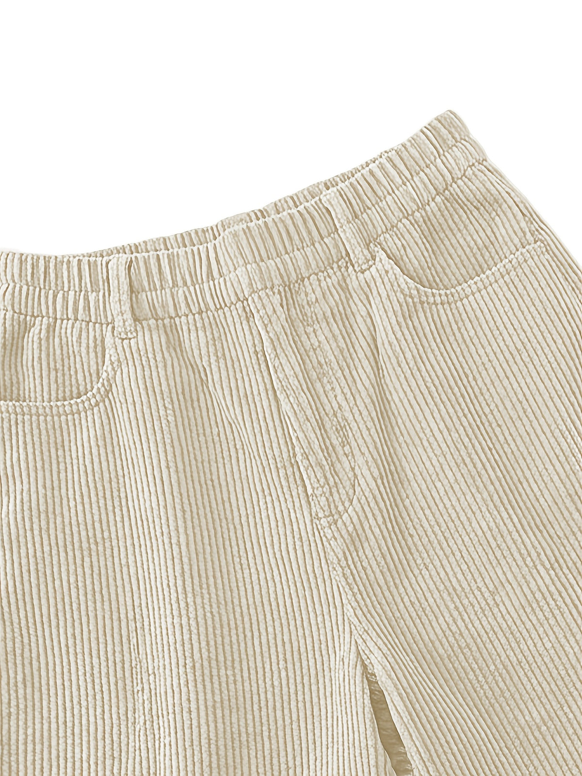 Women's 8-Wale Corduroy Wide Leg Bermuda Shorts, High Waisted Versatile Casual Shorts, Multi-Color Vintage Style, Soft & Stretchy, Suitable for Spring, Summer and Autumn - Milky