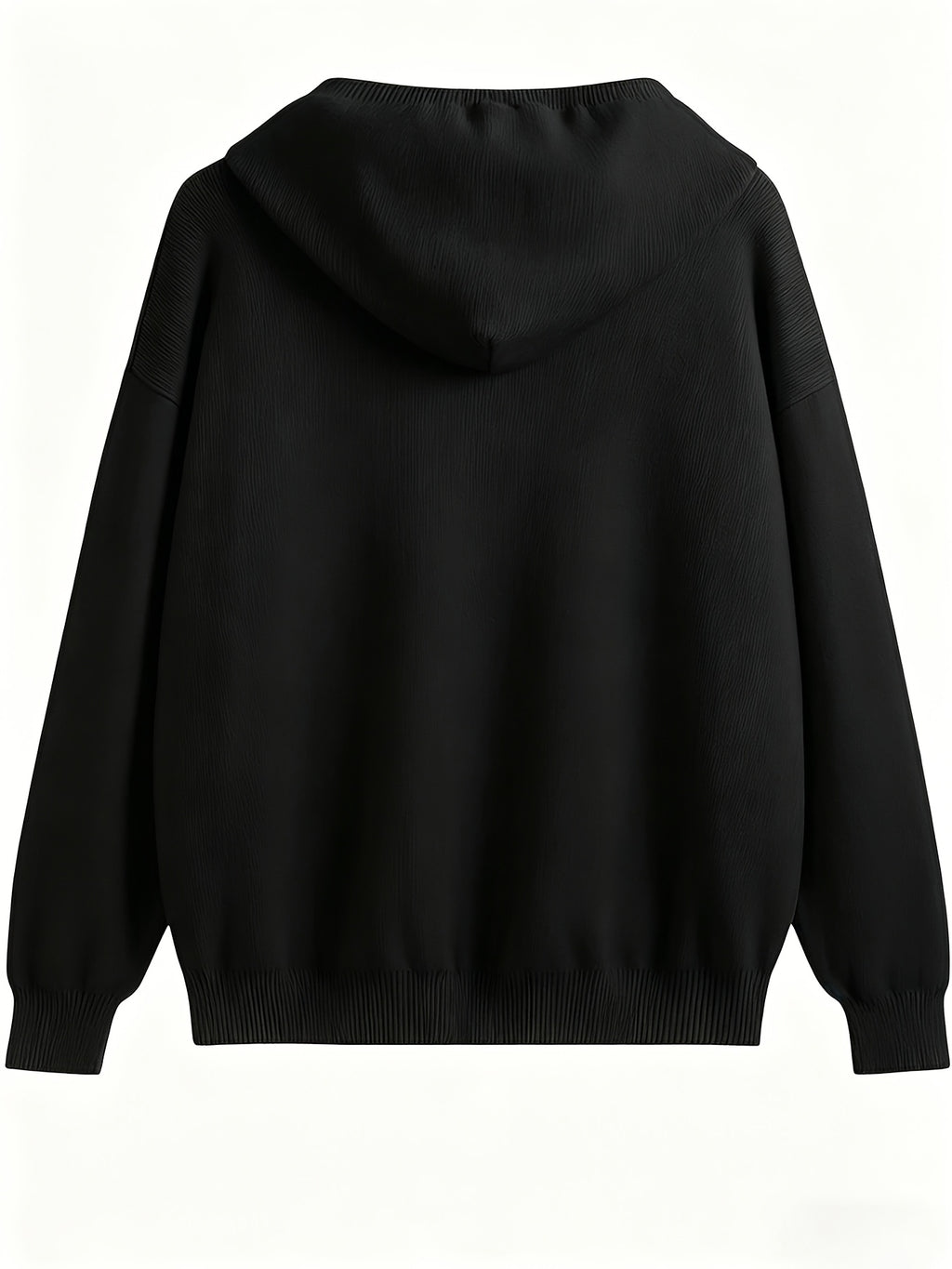 Women's Cardigan, Spring/Autumn Lazy Style Sweater Jacket, Loose Fit Outerwear Hooded Top - Black