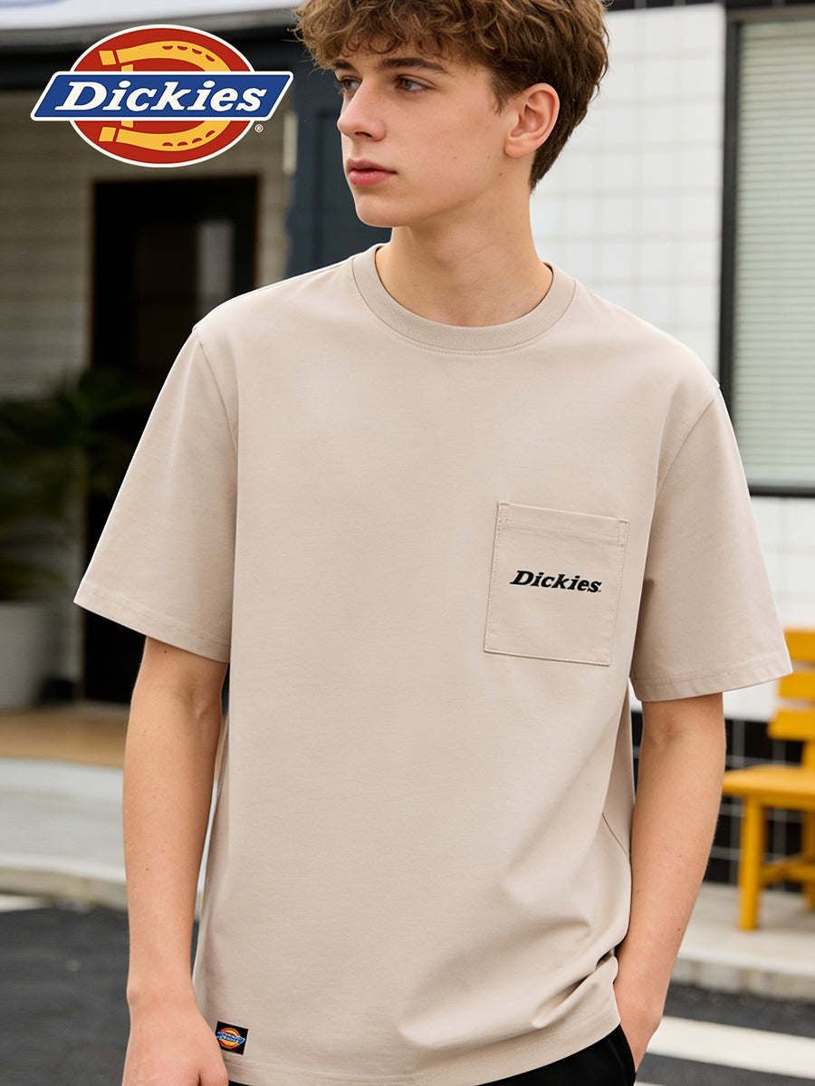 Lisheng Yue Selection DICKIES International Brand Men's Short-Sleeve T-Shirt, Summer 2026 New Style, Cooling Lenzing Bamboo Rayon, Premium Feel, Pocket, Regular Shoulder, Half-Sleeve, Men's Lenzing Bamboo Rayon Pocket Short T-Shirt - beige