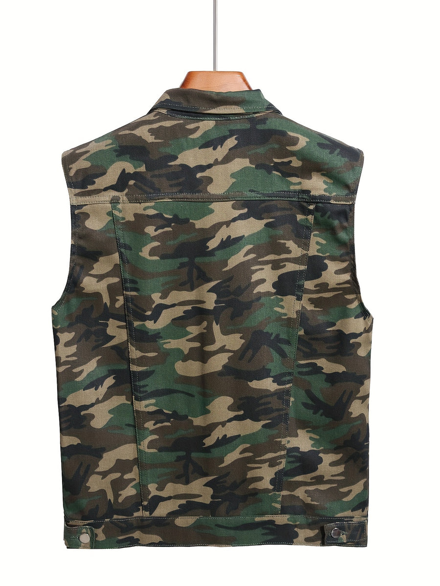 New Arrival Men's Fashion Camouflage Denim Jacket Lightweight Jacket Simple and Versatile Men's Denim Jacket Trendy Streetwear Casual Outerwear - Mixed colors