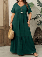 Plus Size - Plus Size - Plus Size Women'S Short Sleeve Maxi Dress, Suitable for Spring And Summer Women'S Clothing - Olive Green