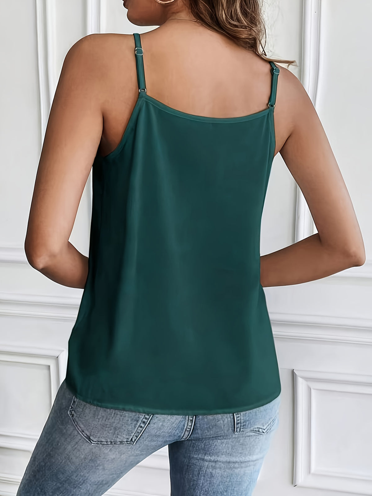 5137 French-Style Women's Elegant Vintage Lace Patchwork Camisole Tank Top - Green