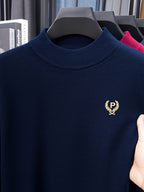 Minimalist City Round Neck Sweater Portable Daily Commute - Navy
