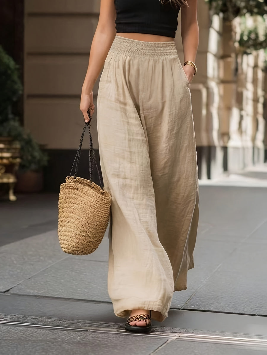 Designed for Waist Comfort, Featuring an Elastic Wide Waistband And Side Pockets. Ideal Country-Style Apparel for Women And Country Music Concerts, Delivering an Elegant Look for Everyday Outfits - Apricot