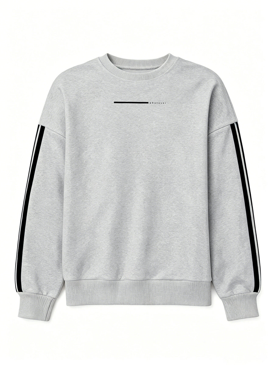 Comfortable And Versatile Women'S Clothing, Casual Long-Sleeve Crewneck Sweatshirt with Fun Printed Patterns And Double Stripes, for Women - Light Grey