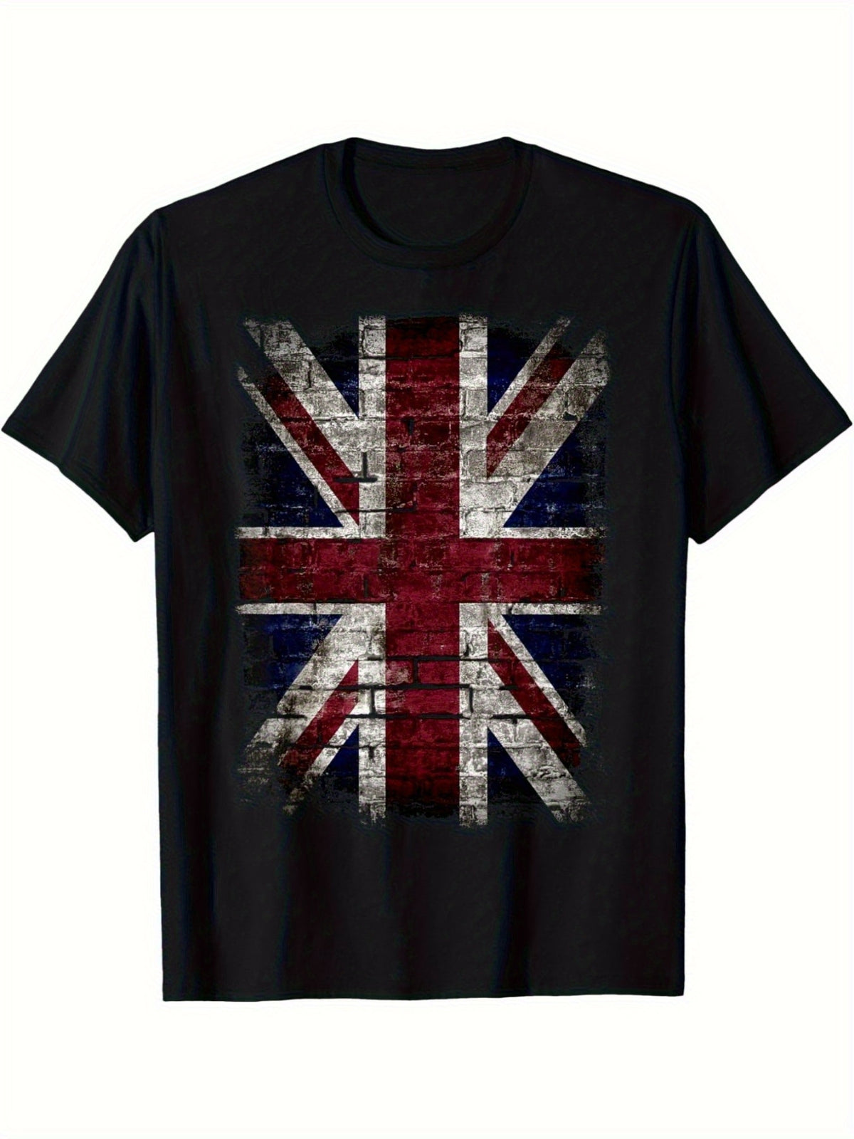 [Promotion] Men's T-shirt - Grunge Rock British Flag Vintage Distressed Punk Style T-shirt - Black