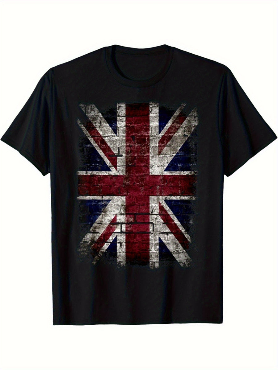 [Promotion] Men's T-shirt - Grunge Rock British Flag Vintage Distressed Punk Style T-shirt - Black