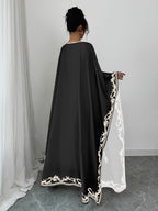 Casual Women's Middle Eastern Ethnic Print Loose Robe - Black