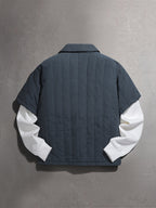 Men'S Fall Winter New Street Fashion Short Sleeve Jacket, Baddie Clothes - Dark Gray