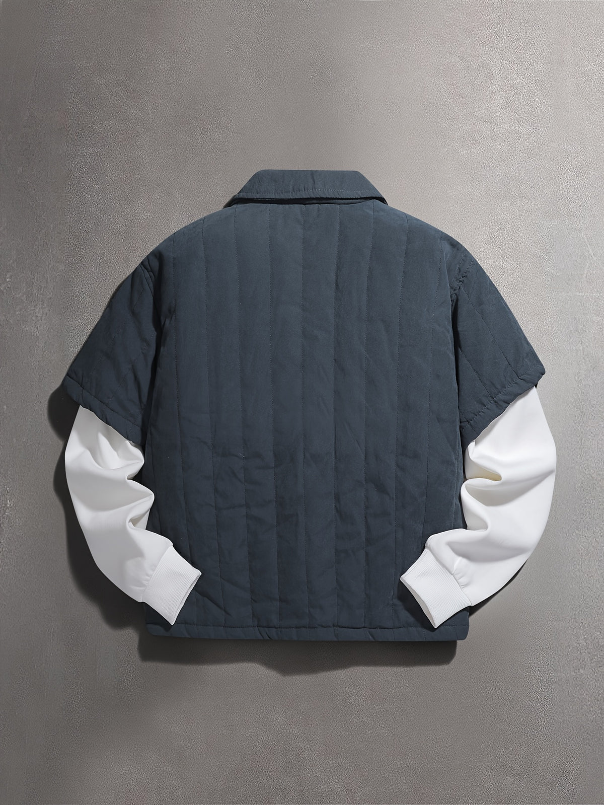 Men'S Fall Winter New Street Fashion Short Sleeve Jacket, Baddie Clothes - Dark Gray