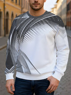 2pcs Men's Crew Neck Sweatshirt - Casual Printed Top, Outdoor Leisure Crew Neck Sweatshirt, Basic Versatile Style with Print - Mixed colors