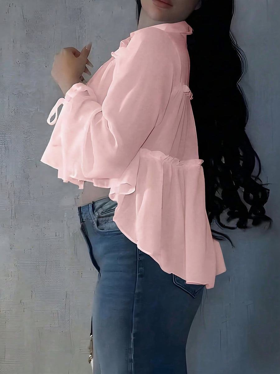 Women's Chiffon Shirt Vacation Beach Shirt - Pink