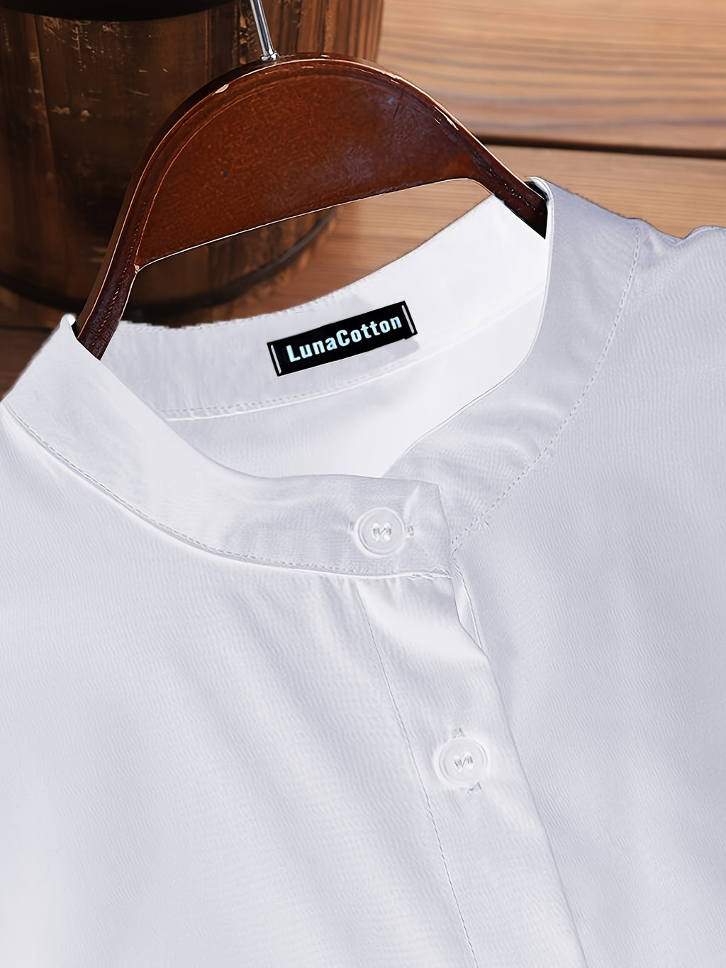 Women'S Elegant Retro Style Easy Stand-Up Collar Mid-Length Side-Slit Design Literary Full Daily Wear Shirt - White