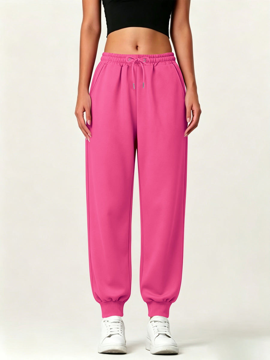 Autumn-Winter Women'S Casual Pants with Pockets - Rose Red