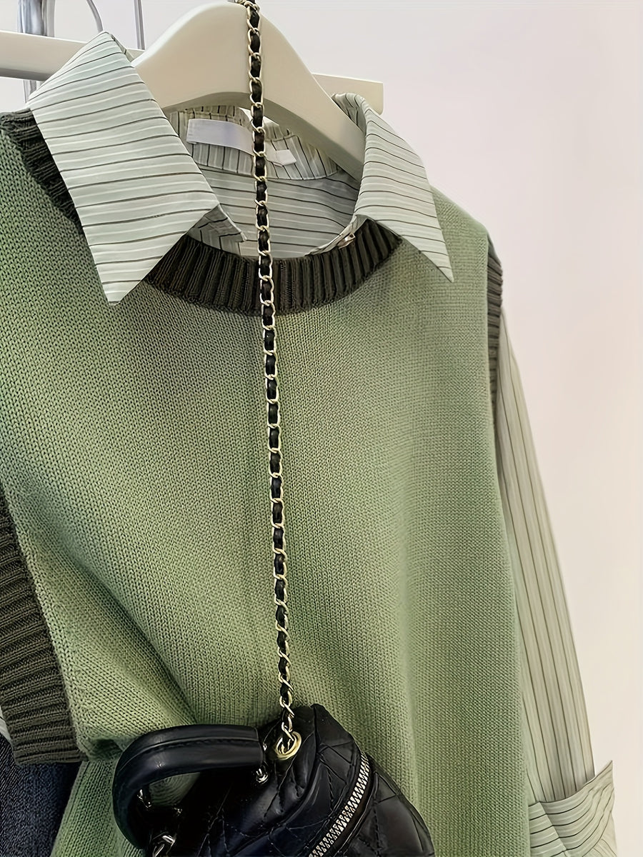 New Spring And Autumn Versatile Green Sleeveless Vest for Women, Perfect for Layering - Green
