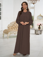 1pc Stylish Holiday Attire, Featuring a Relaxed Fit And Versatile Solid Color, Perfect for Everyday Use. This Comfortable And Casual Women'S Abaya Dress Is Ideal for Muslim Women, Offering Long Dresses And Elegant Robes for Ladies - Coffee Color