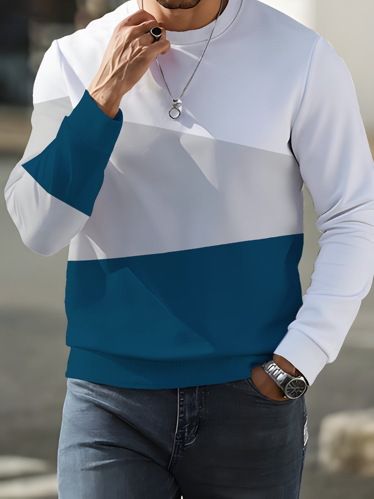 Men'S Autumn Winter New Long Sleeve Sweatshirt Men'S Casual Trendy Brand Men'S Round Neck Sweatshirt - Mixed colors