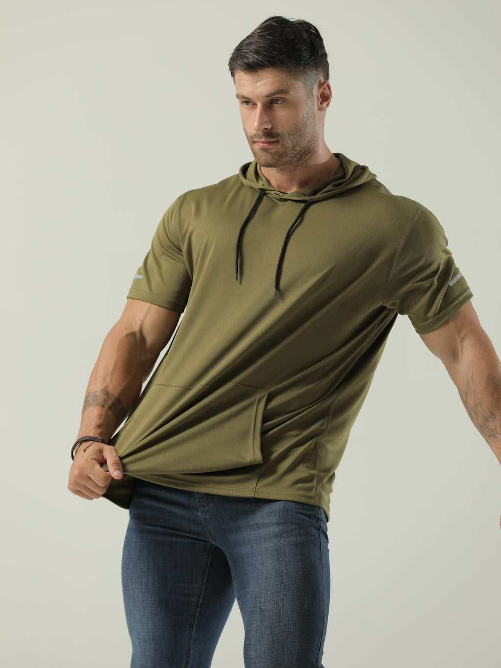Men's Short-Sleeve Hoodie - Olive