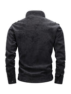 Spring Autumn Retro Distressed PU Jacket, Suitable for Biker, Outings, And Dates, Multi-Pocket Zipper Fashion Stand-Collar Versatile Coat - Black