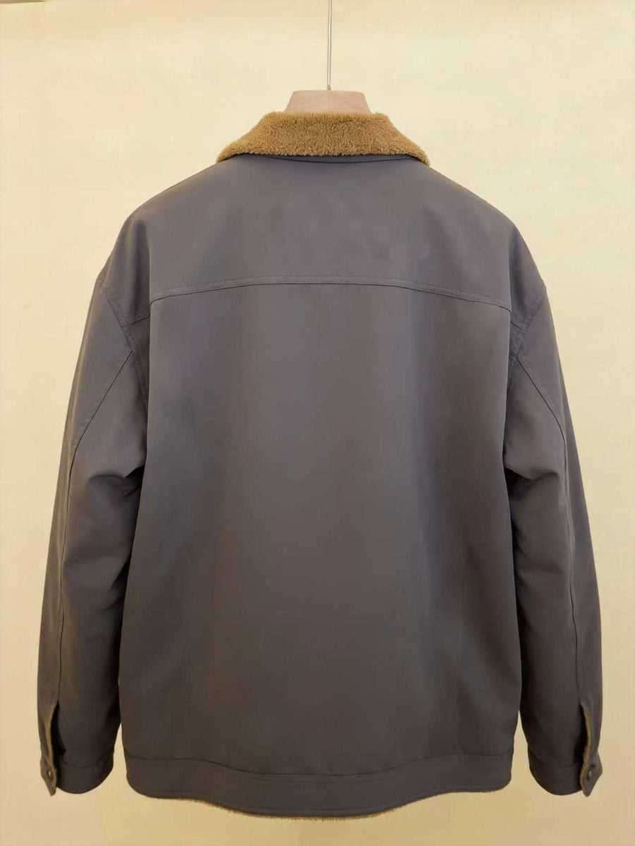 2026 European American New Men'S Outing Fashion Trendy Fleece Warm Jacket Coat - Grey