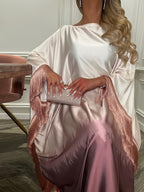 Fashionable And Elegant Tie-Dye Tassel Abaya Robe, with Tassel Details, Long Sleeve, Premium Temperament All-Season Wear, Casual Style, Women'S Abaya - Pale Pinkish Gray