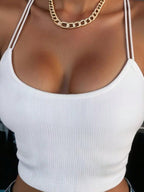 Fashionable Women's Versatile Casual Comfortable Tank Top with a Beautiful Back Design - White