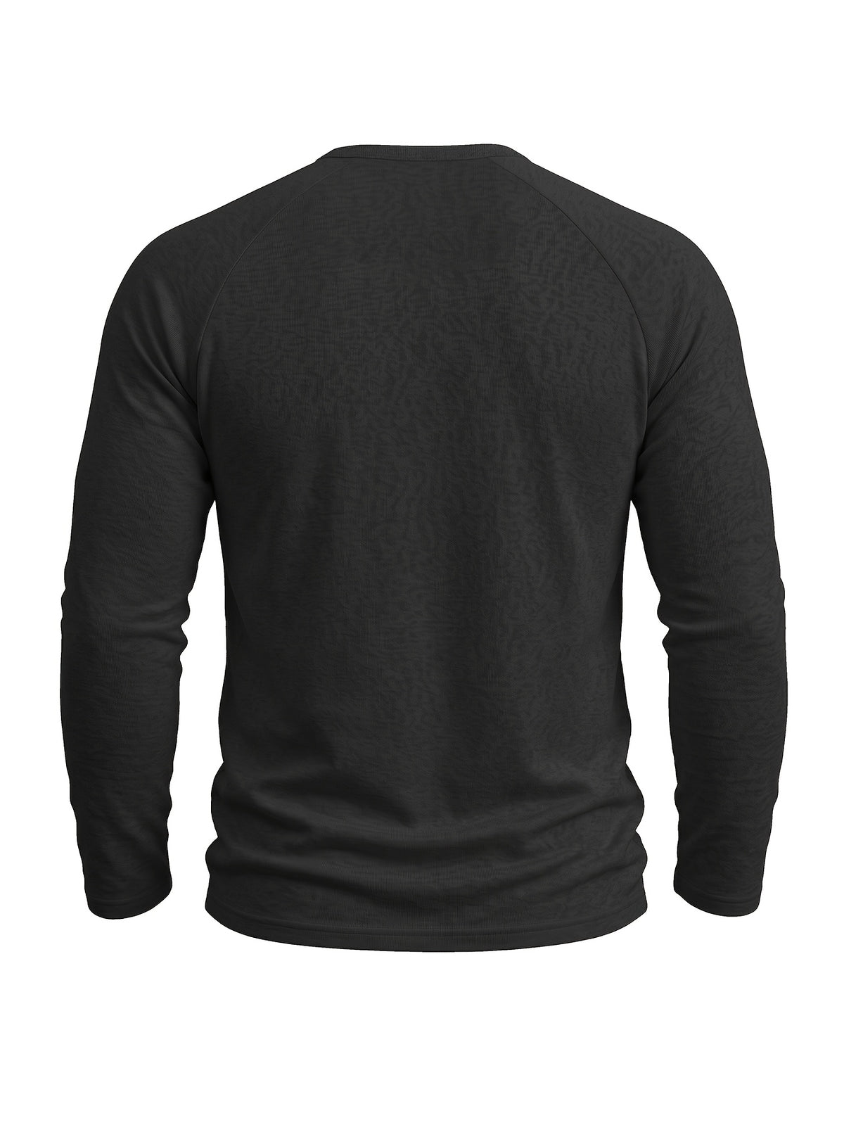 Cross-Border Men's Long-Sleeve Cotton-Linen Crew Neck T-Shirt, European and American Men's Autumn/Winter Pullover Base Layer Top - Black