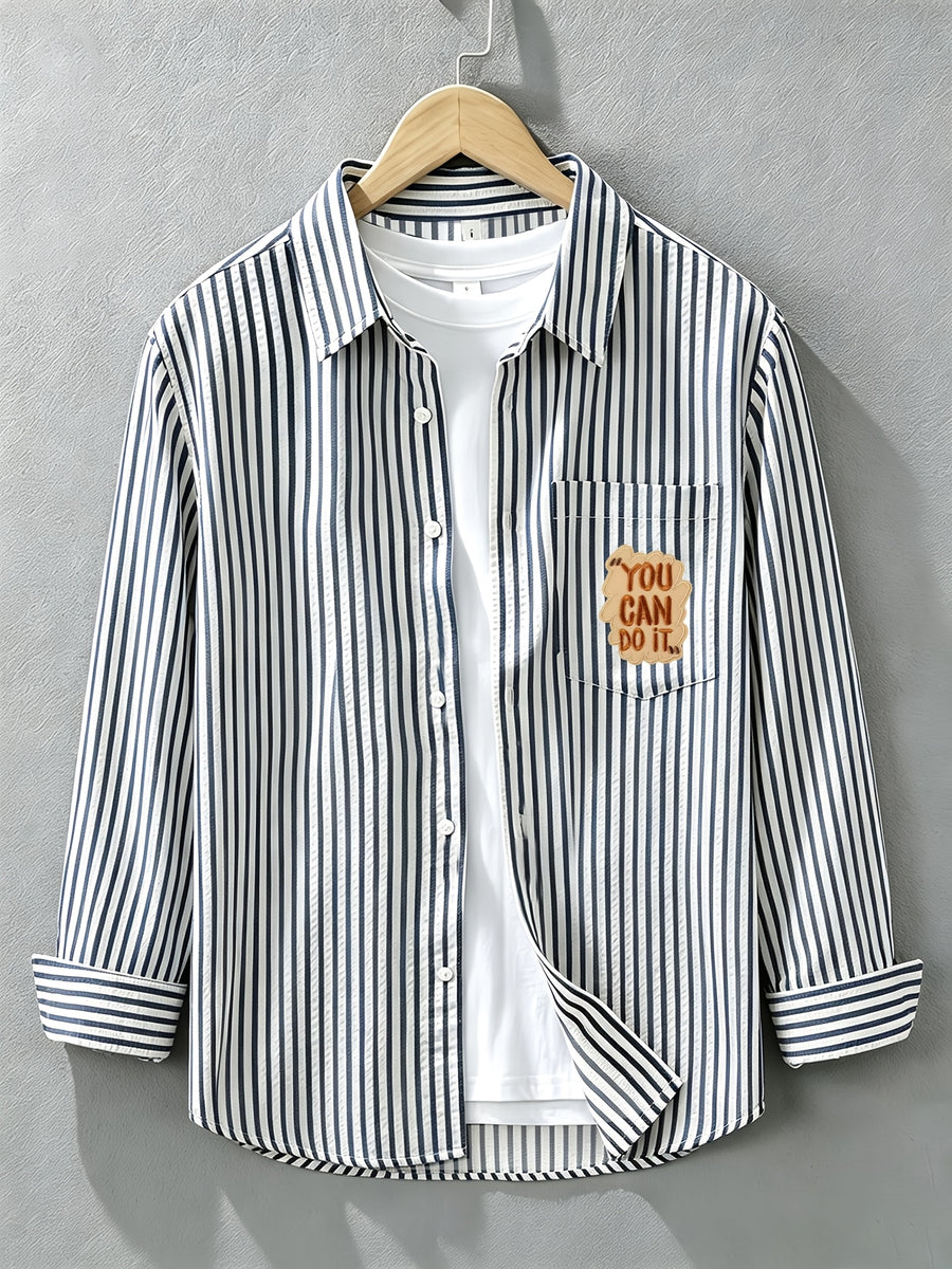 Spring/Autumn New Preppy Cool Fashion Niche Letter Print Long Sleeve Thin Relaxed Casual Shirt - Blue03Ver