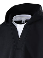 New Autumn 2-in-1 Look V-Neck Hooded Men's Sweatshirt, High-Quality Comfortable Hoodie, Heavyweight Trendy Men's Top - Black