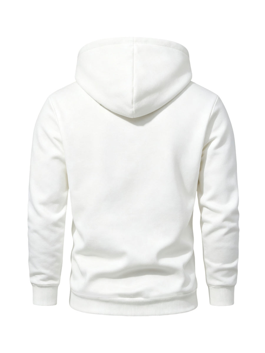 50%, 50%, Men'S Casual Pocket Ankle-Length Hooded Sweatshirt, Cuffs with Ribbed Bottom, Men'S Warm Fleece-Lined Sweatshirt for Global All-Season Base Layer - White 3