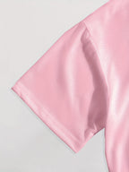 Letter Print T-shirt, Short Sleeve Crew Neck Casual Top for Summer & Spring, Women's Clothing - Pink