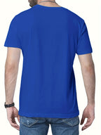 Trendy Printed T-Shirts for Men, Regular Standard Fit Comfortable Short Sleeve Casual Tee, Versatile Everyday Fashion Outfit Top - Blue