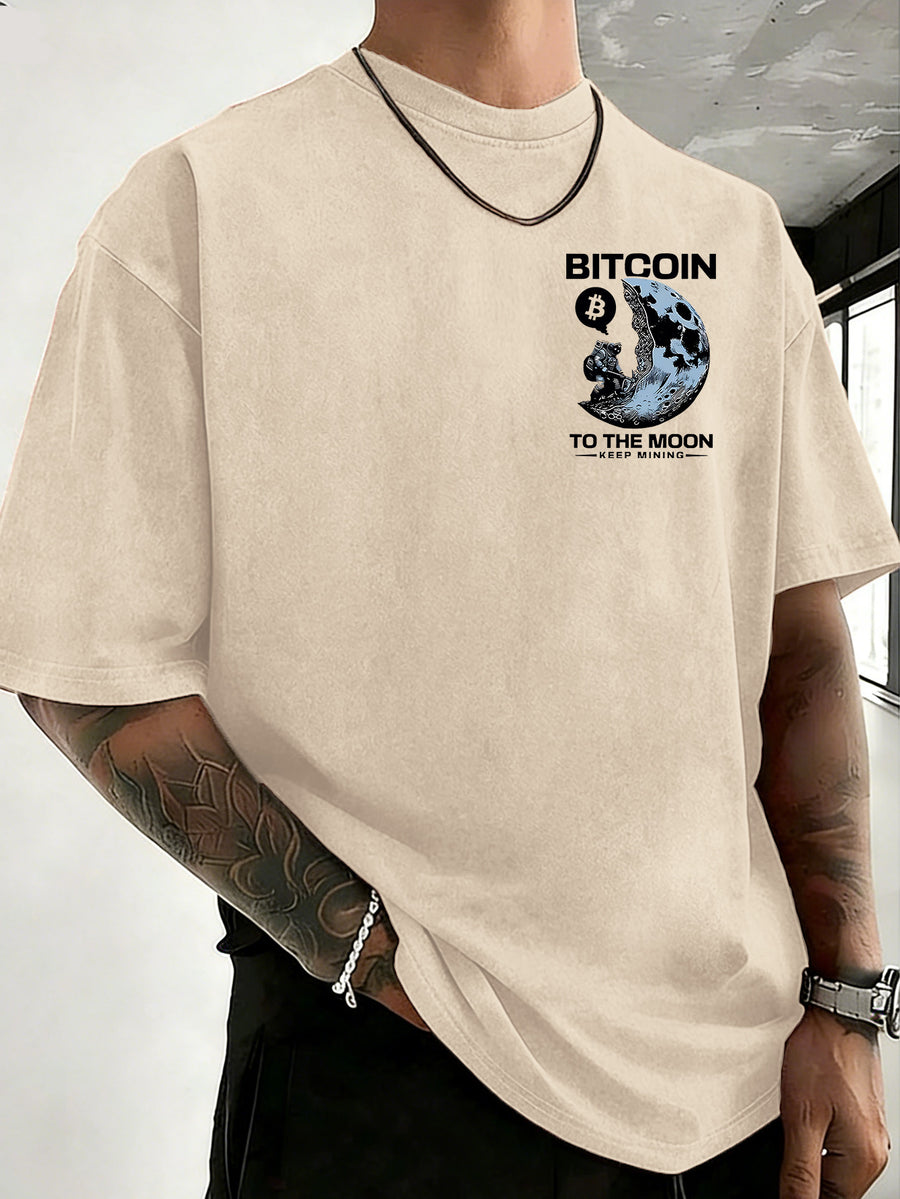 Vintage Distressed Mineral Washed T-Shirt for Young Adults, Street Style Loose-Fit Pure  Short Sleeve Top, Fashionable Outdoor and Daily Wear - Apricot
