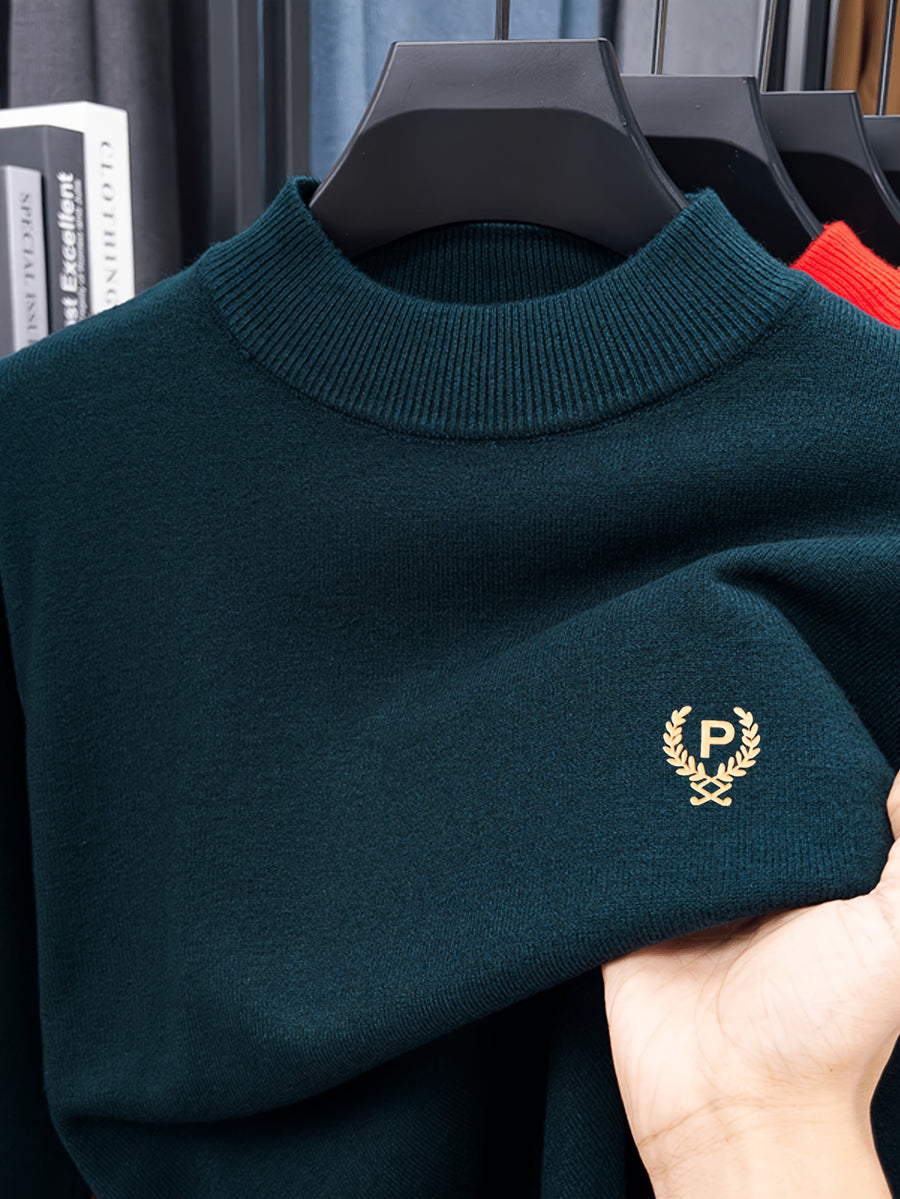 Minimalist City Round Neck Sweater Portable Daily Commute - Blackish Green