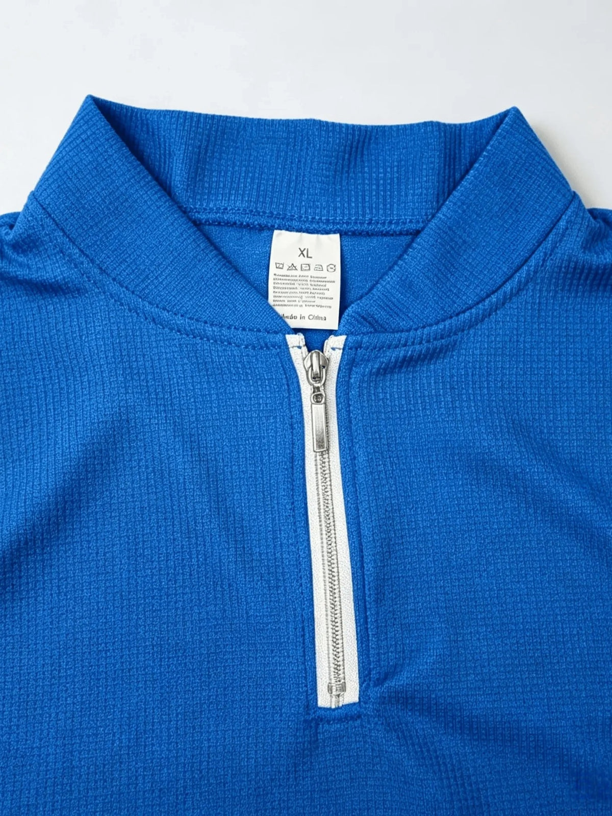 Men's Stand Collar Printed Zipper Short Sleeve T-Shirt for Spring, Autumn, and All Seasons - Baseball Collar, Henley Collar T-Shirt with Minimalist Black Geometric Logo Print, Loose Fit, Comfortable, Stylish, Versatile Street Style, Old Money Style - Royal Blue