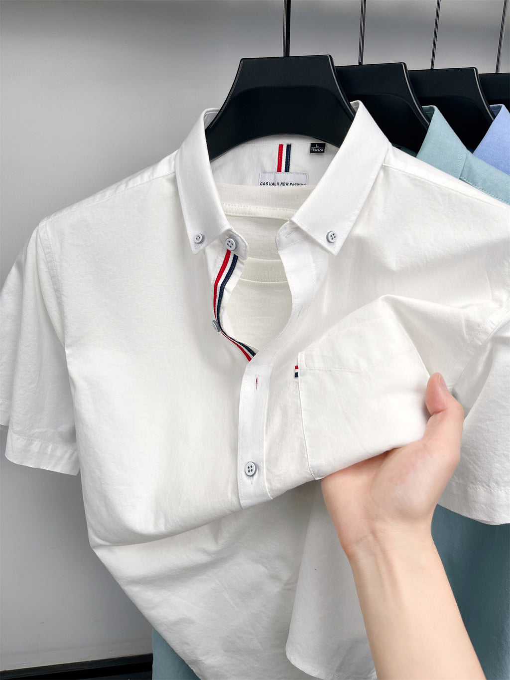 Men's Pure  Short-Sleeve Shirt, High Quality, Suitable for Business, Outerwear, Home, Gatherings, Parties, Skin-Friendly, Breathable, Fine Texture, Mature Style - White