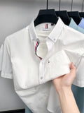Men's Pure  Short-Sleeve Shirt, High Quality, Suitable for Business, Outerwear, Home, Gatherings, Parties, Skin-Friendly, Breathable, Fine Texture, Mature Style - White