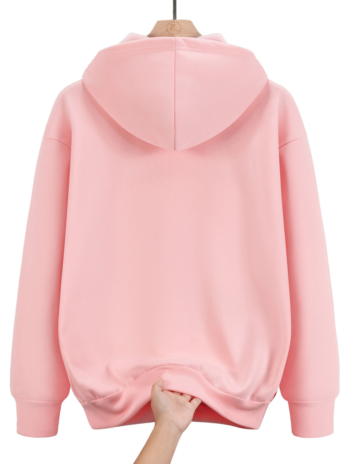 2026 New Men's Zip-Up Hoodie - Casual Pullover with Kangaroo Pocket, Stretch Fabric,  Letter Graphic Print, Versatile and Fashionable Style, Perfect Choice for Fall - Pink