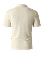 Men'S Summer Casual Polo Shirt Outdoor Sports Print Short Sleeve Top - Apricot