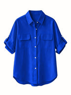 Fashionable Short-Sleeved Shirt - Royal Blue