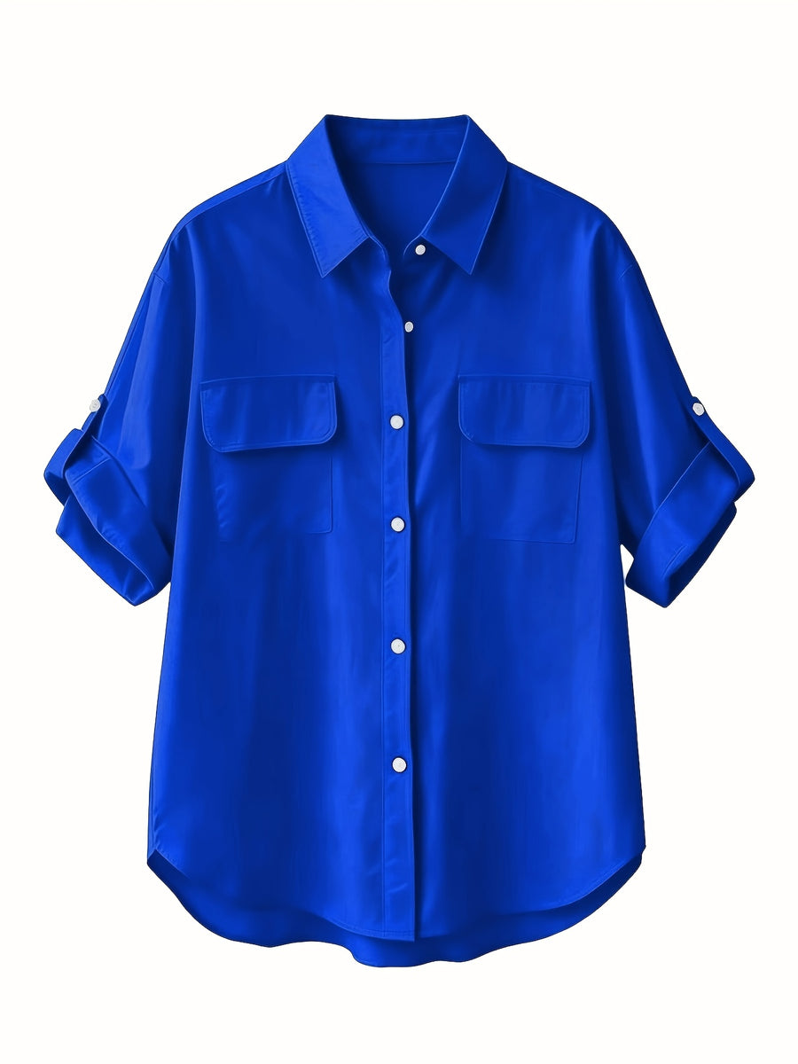 Fashionable Short-Sleeved Shirt - Royal Blue