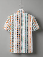 Men's Polo Shirt with Short Sleeves, Mesh Fabric, and Digital Print Design - Mixed colors