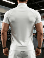 Men's Summer Basic 2pcs Short Sleeve Shirts with Skin-Friendly Fabric and Simple Small Print Design - White + Black 4