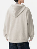 Men'S Heavyweight Hooded Sweatshirt, Autumn New Button-Front Pullover for Casual Leisure Sports Solid Color Hoodie - Oatmeal Color
